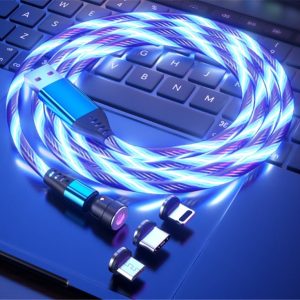 540 Rotate Luminous Magnetic Cable 3A Fast Charging Mobile Phone Charge Cable For LED Micro USB Type C For I Phone Cable
